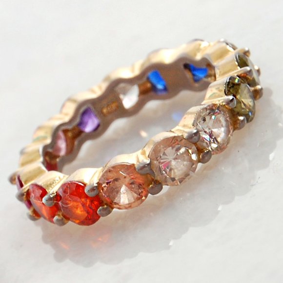 Jewelry - Rainbow Infinity Ring - Gold Vermeil 925 Sterling